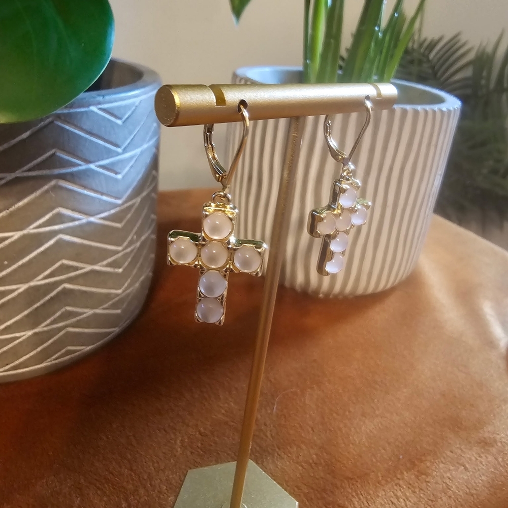 Robert Lee Morris Silver and White Cross Earrings - Picture 13 of 13